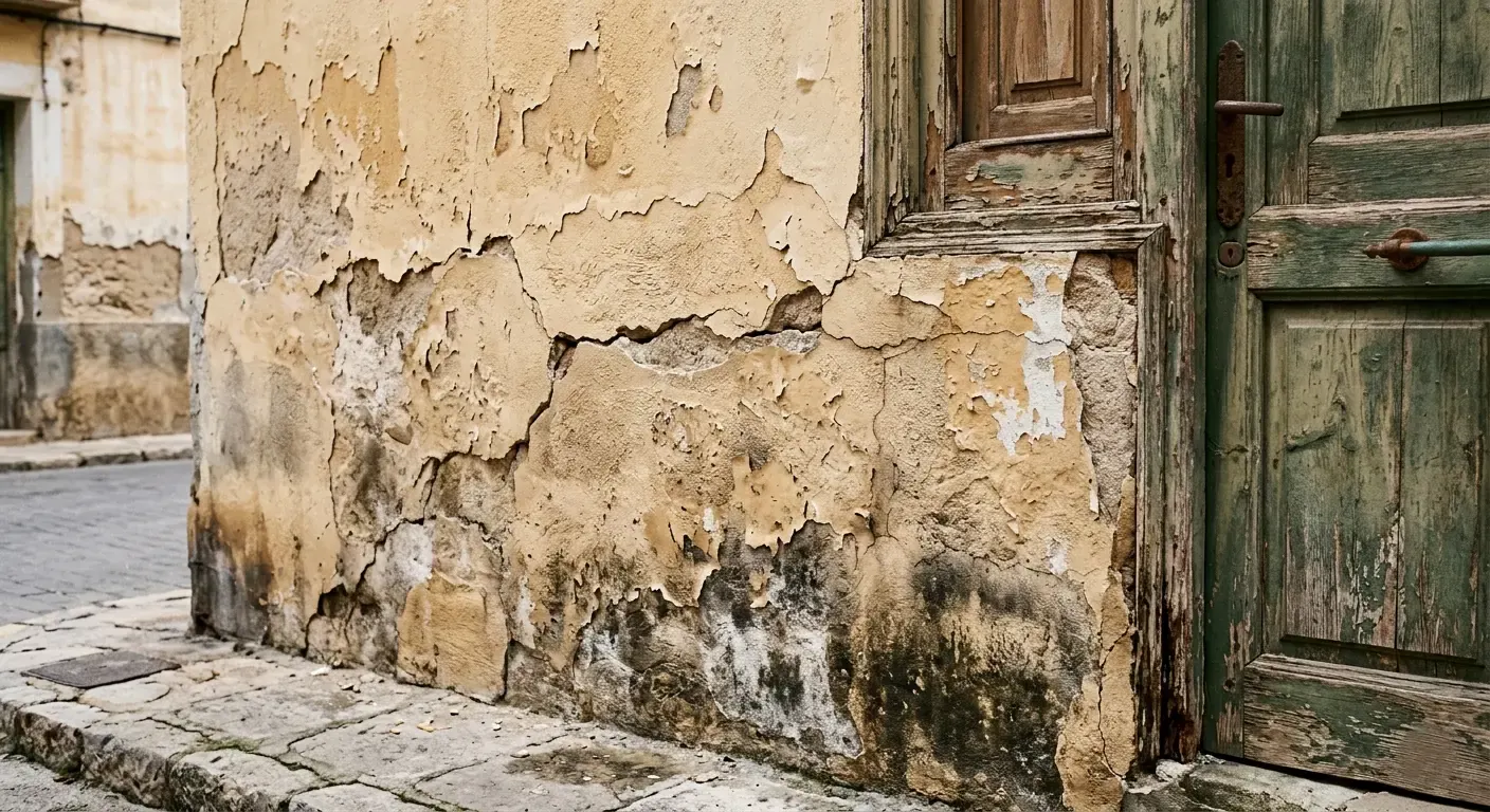 Fachada desconchada por la humedad